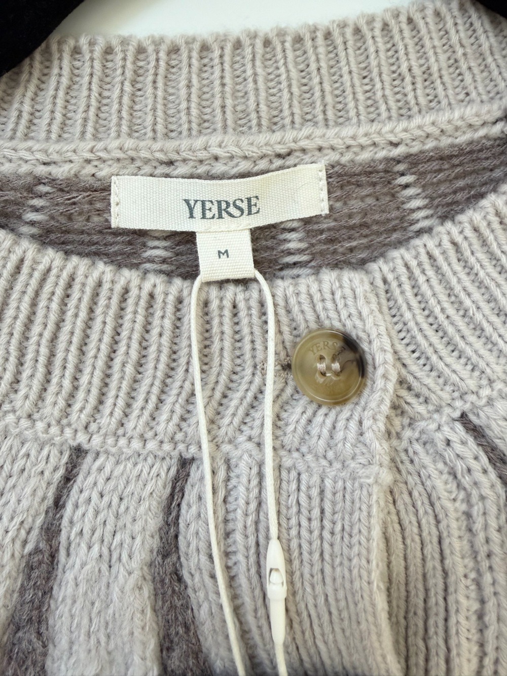 Yerse Nordic Fair Isle Wool Blend Knit Cardigan Size M - Picture 6 of 10
